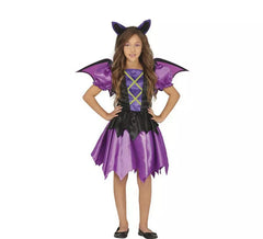 Déguisement chauve-souris violette avec ailes fille