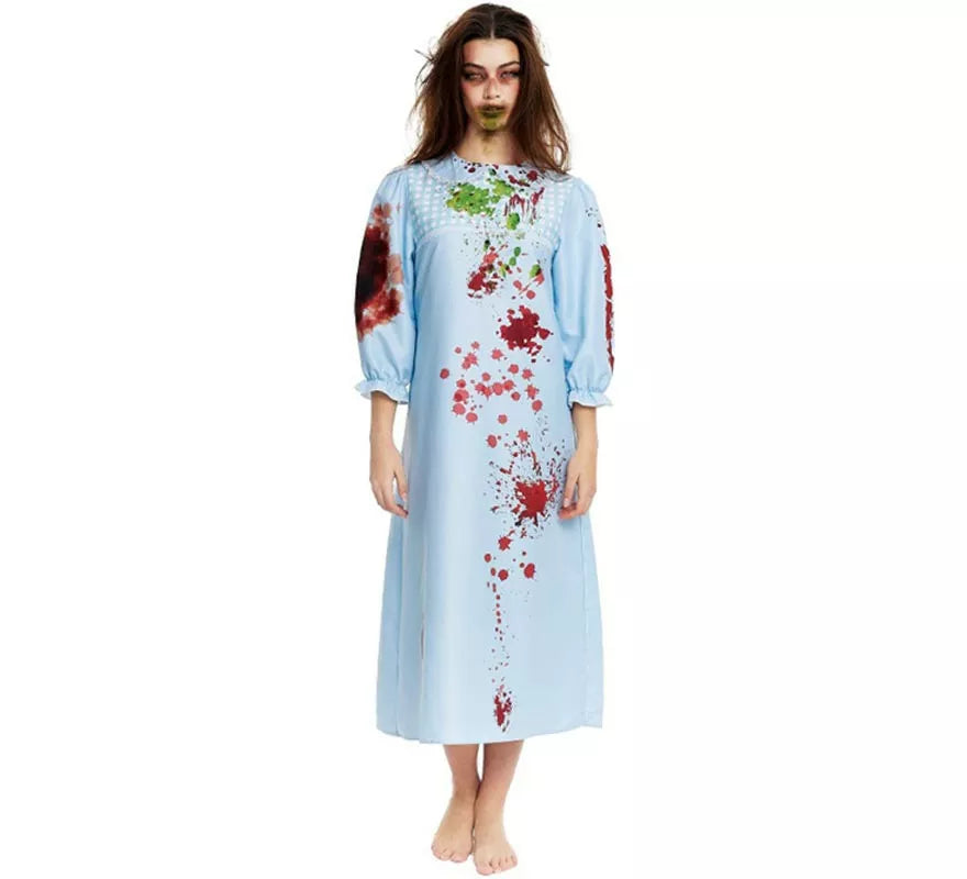 Translation missing: fr.Disfraz de Niña Endemoniada en bata azul para mujer