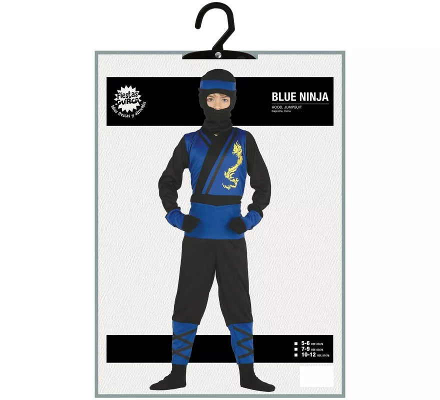 Disfraz de Ninja azul y negro para niño