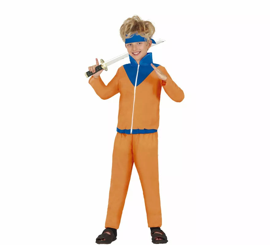 Translation missing: fr.Disfraz de Ninja de Anime Naranja y Azul para niño