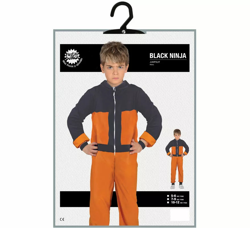 Translation missing: fr.Disfraz de Ninja de Anime Naranja y Negro para niño