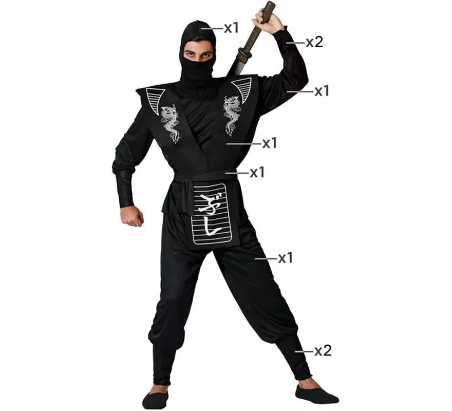 Translation missing: fr.Disfraz de Ninja Dragón blanco para hombre
