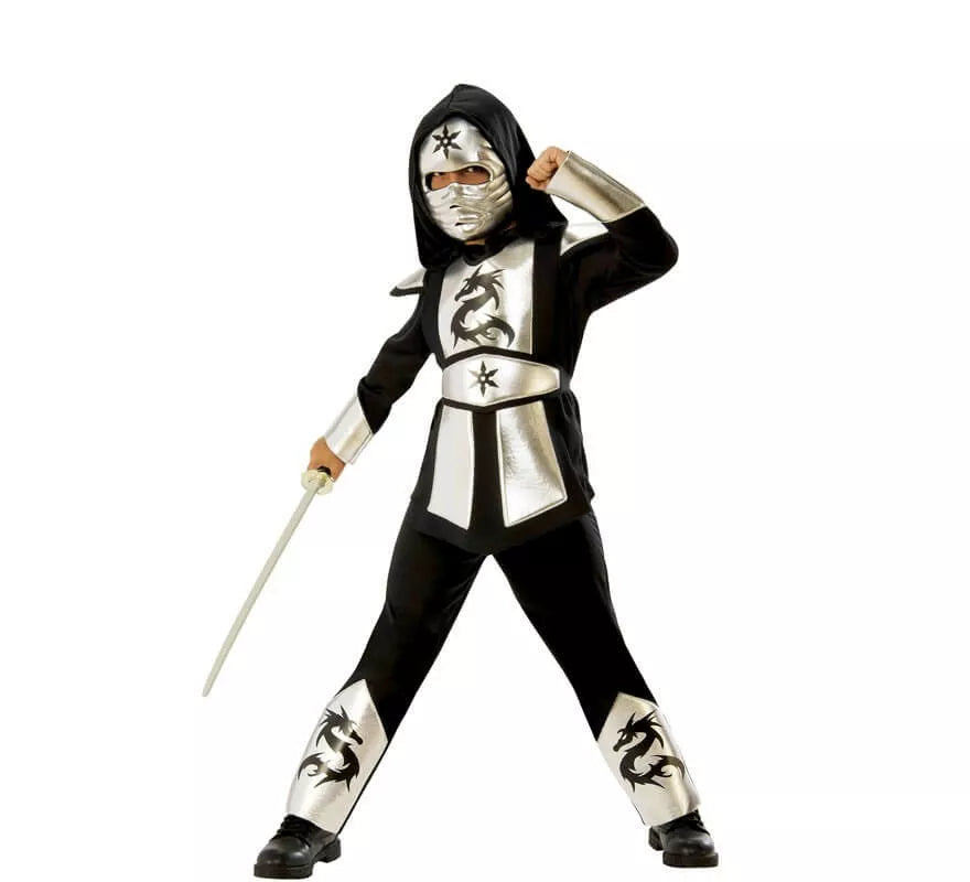 Translation missing: fr.Disfraz de Ninja Dragón Plateado para niño