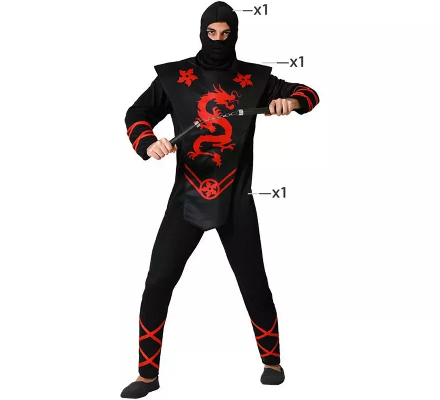 Translation missing: fr.Disfraz de Ninja Dragón rojo para hombre