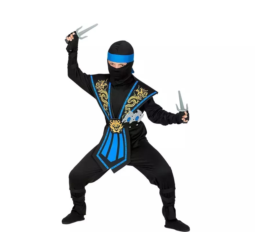 Translation missing: fr.Disfraz de Ninja Kombat Azul con Armas para niño