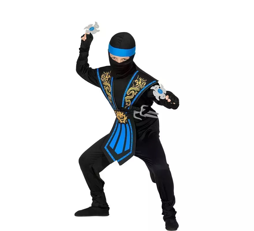 Translation missing: fr.Disfraz de Ninja Kombat Azul con Armas para niño