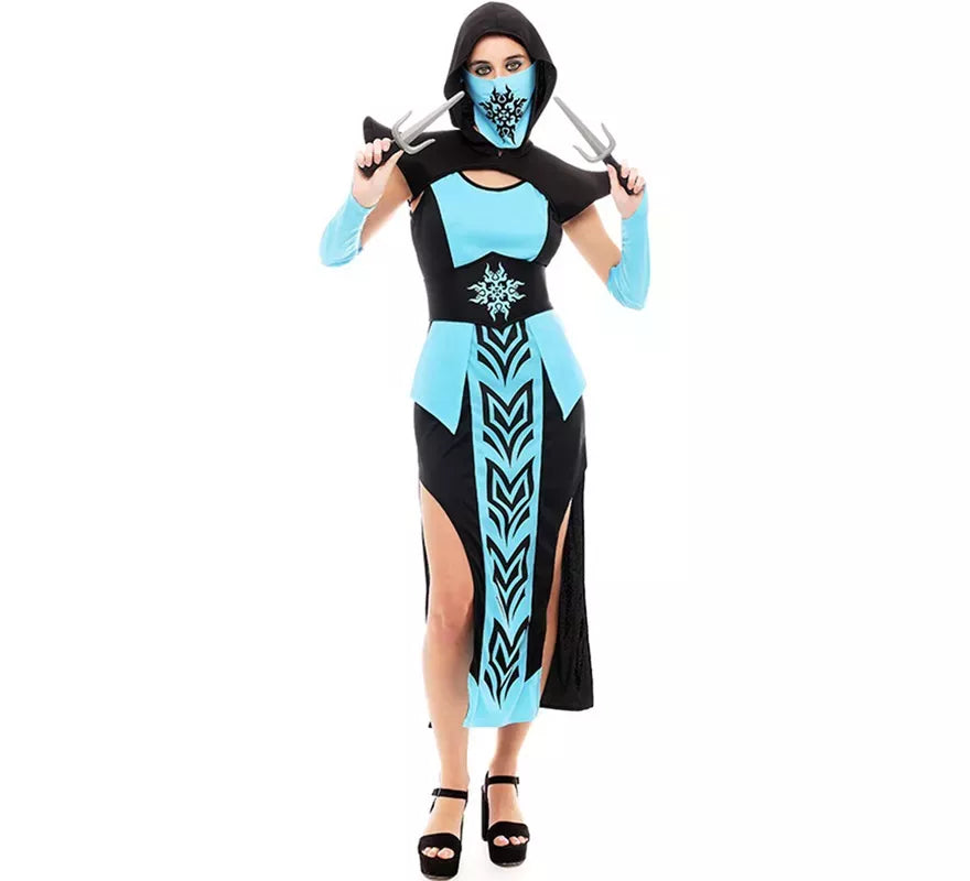 Translation missing: fr.Disfraz de Ninja Kombat azul y negro para mujer