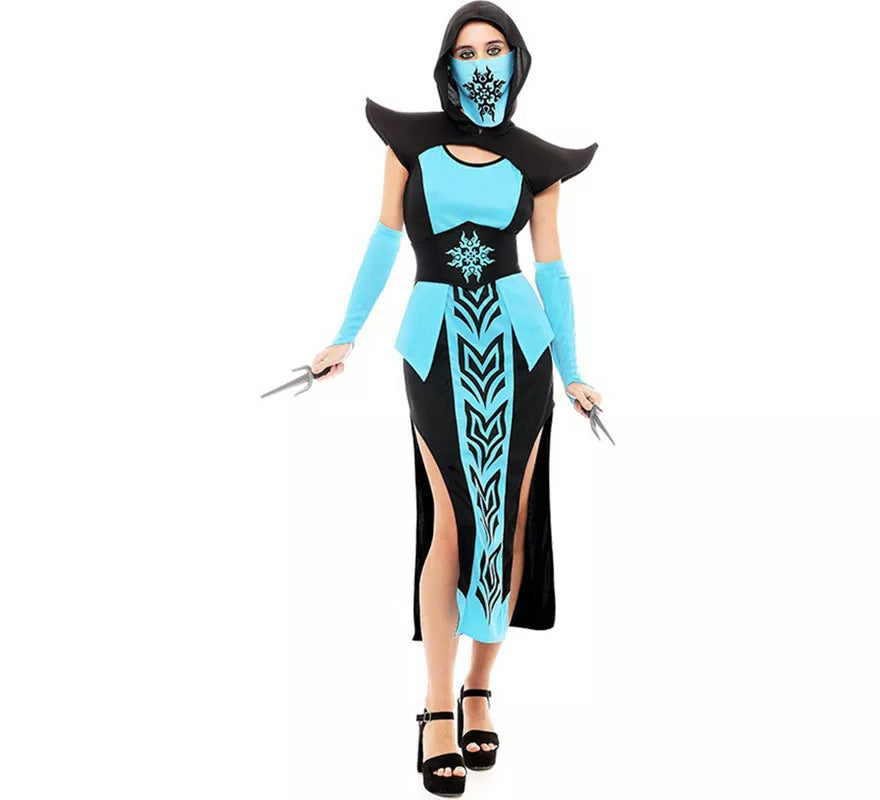 Translation missing: fr.Disfraz de Ninja Kombat azul y negro para mujer