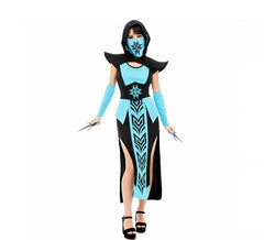 Déguisement Ninja Kombat bleu et noir femme
