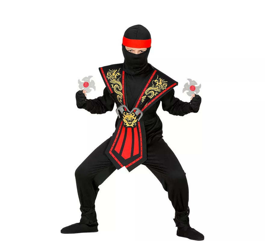 Translation missing: fr.Disfraz de Ninja Kombat Rojo con Armas para niño