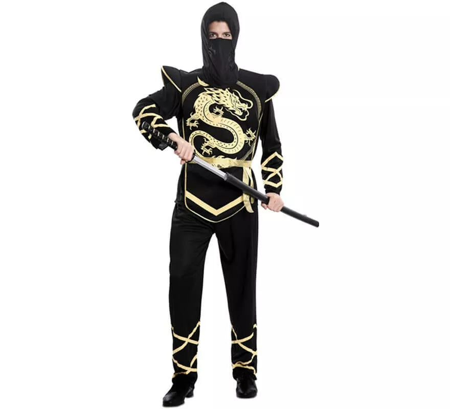 Translation missing: fr.Disfraz de Ninja Negro y Dorado para hombre