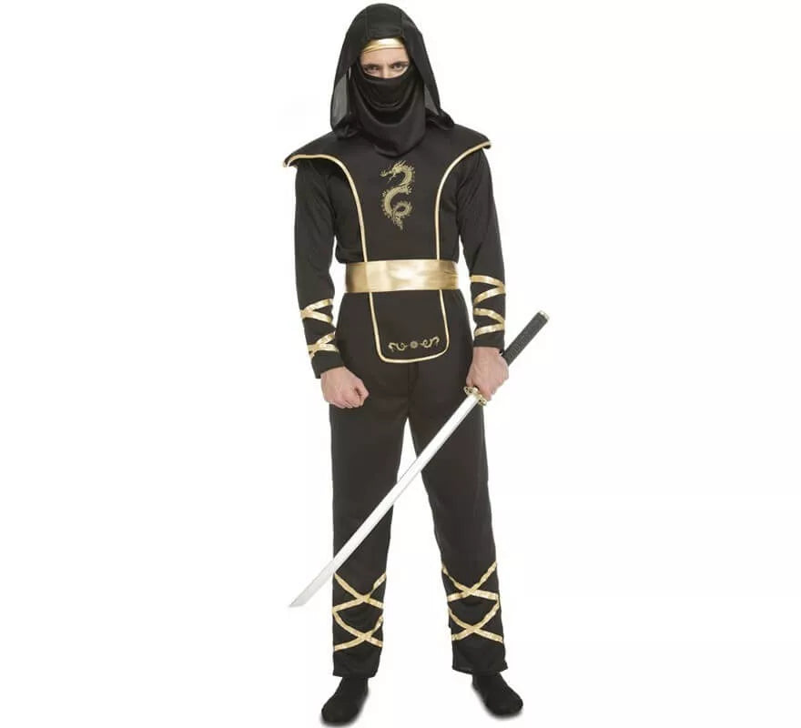 Translation missing: fr.Disfraz de Ninja Negro y Dorado para hombre
