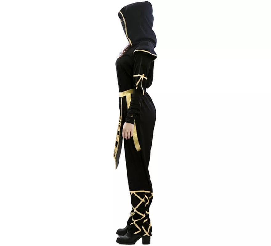 Disfraz de Ninja Negro y Dorado para mujer