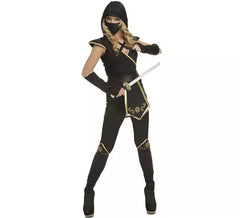 Disfraz de Ninja Negro y Dorado para mujer