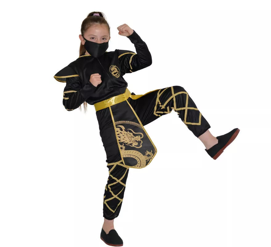 Translation missing: fr.Disfraz de Ninja Negro y Dorado para niña