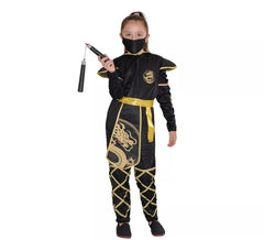 Déguisement Ninja Noir et Or pour fille