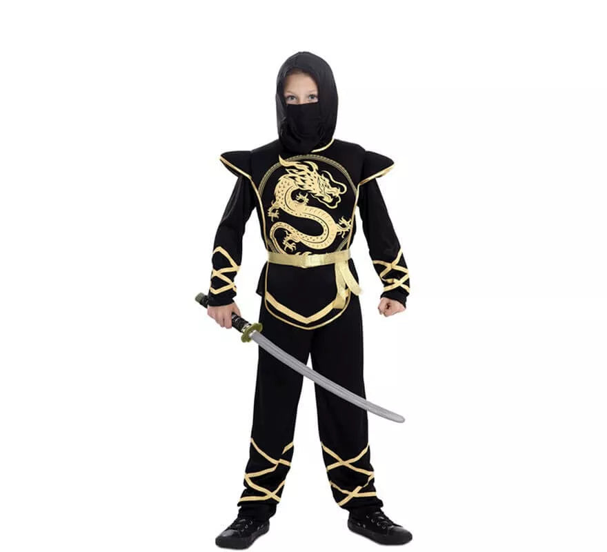 Translation missing: fr.Disfraz de Ninja Negro y Dorado para niño