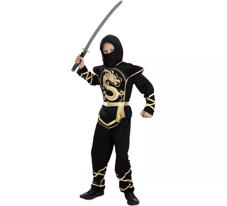 Translation missing: fr.Disfraz de Ninja Negro y Dorado para niño