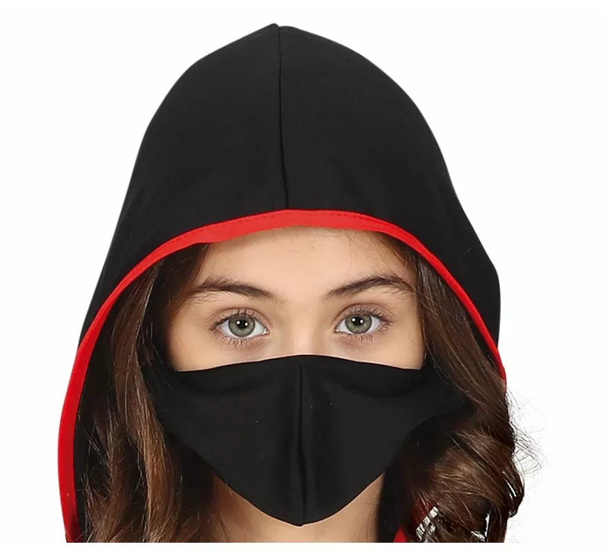 Translation missing: fr.Disfraz de Ninja negro y rojo para niña