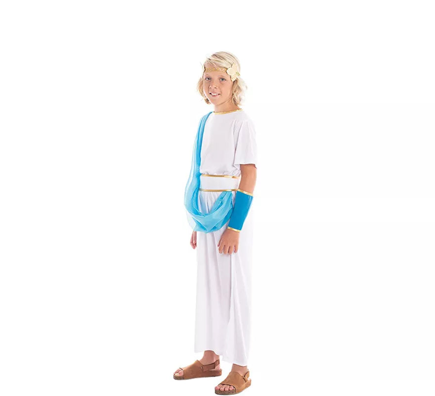 Translation missing: fr.Disfraz de Noble Griego blanco y azul para niño