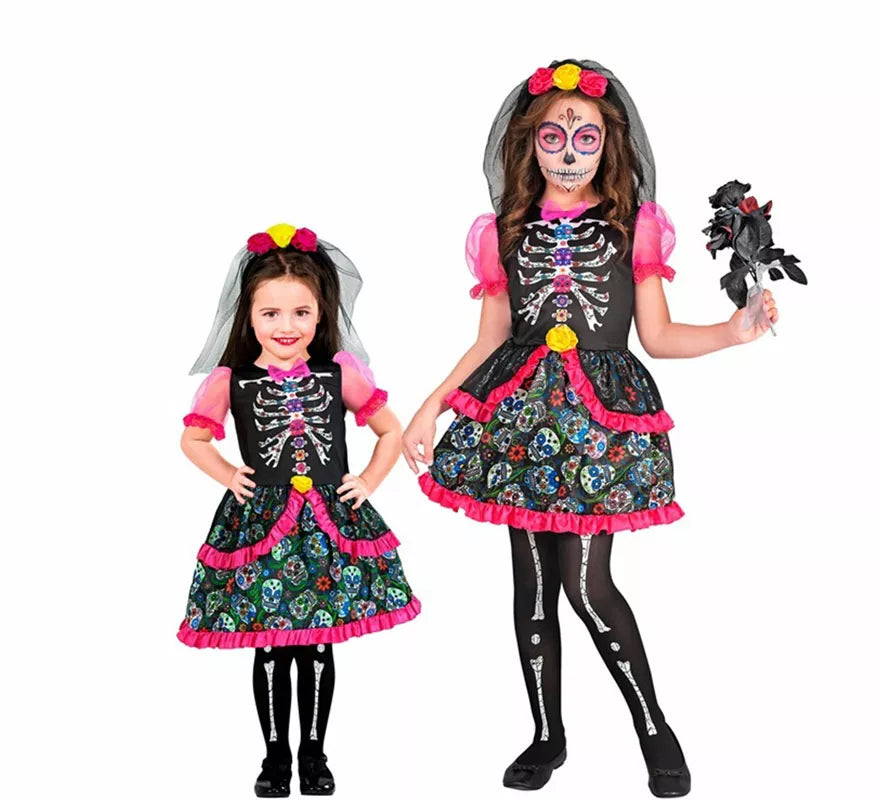 Translation missing: fr.Disfraz de Novia Catrina Día de los Muertos para niña