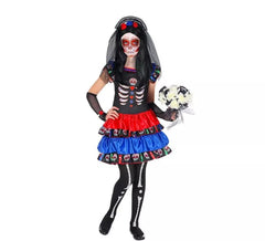 Costume de mariée squelette Catrina pour filles