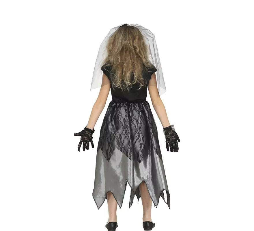 Translation missing: fr.Disfraz de Novia Fantasma Blanco y Negro para niña
