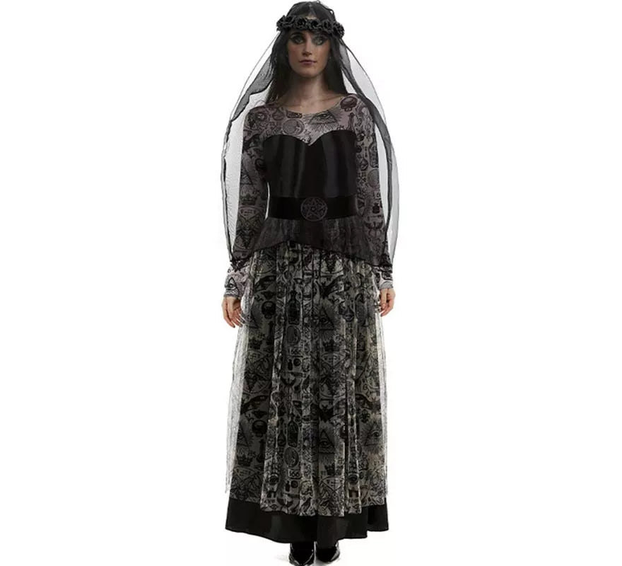 Translation missing: fr.Disfraz de Novia oscura con velo para mujer