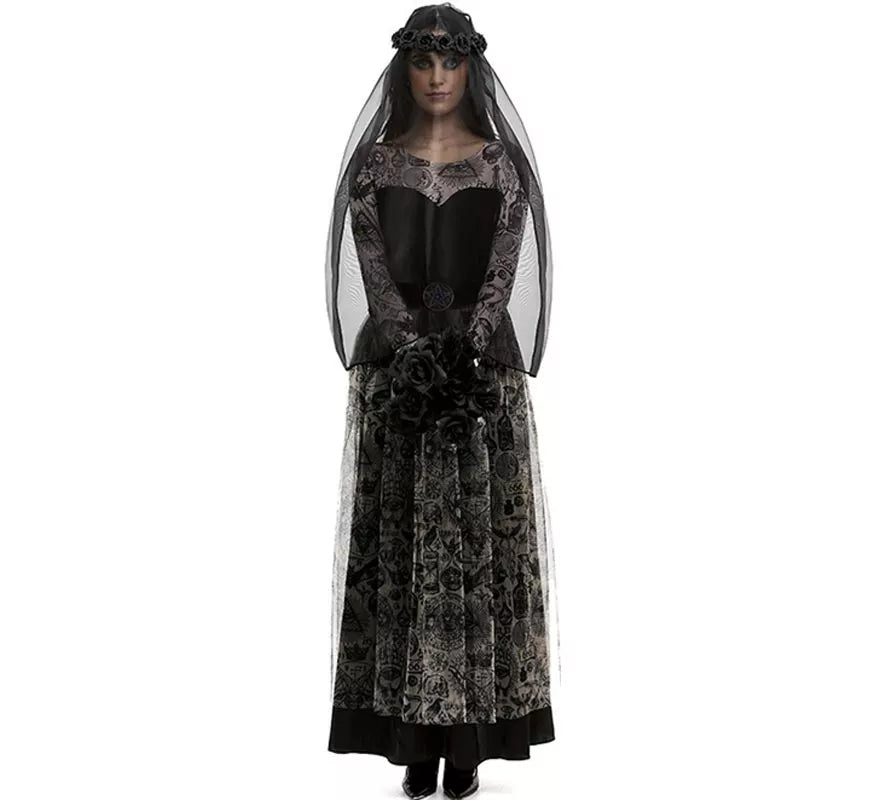 Translation missing: fr.Disfraz de Novia oscura con velo para mujer