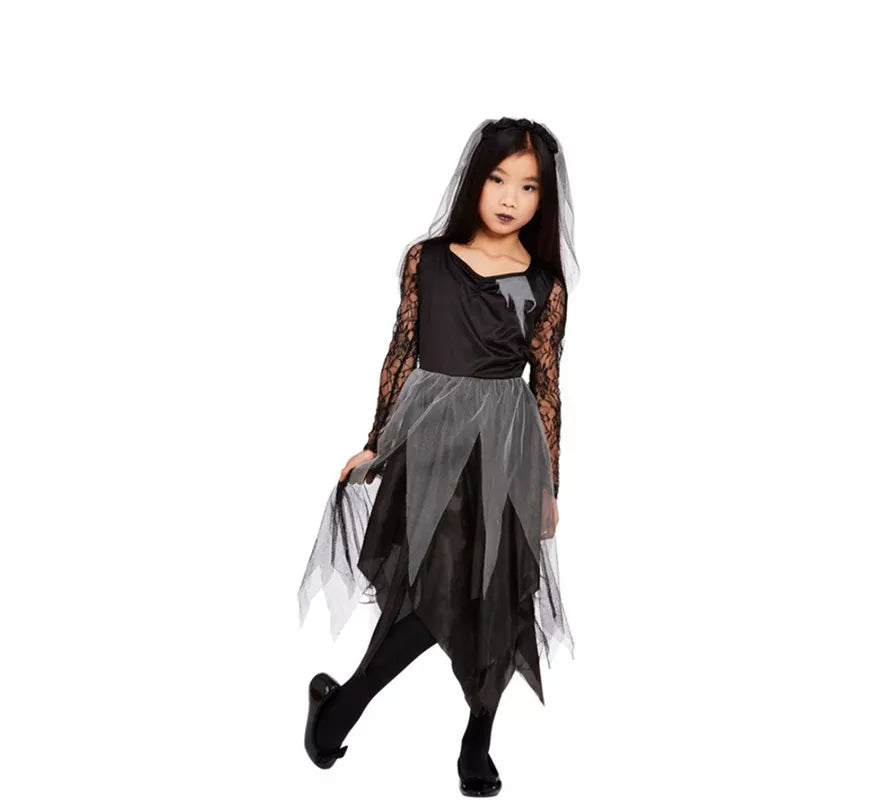 Translation missing: fr.Disfraz de Novia Zombie negro para niño