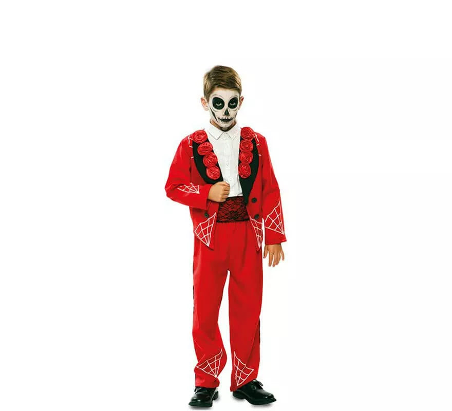 Translation missing: fr.Disfraz de Novio del Día de los Muertos Rojo para niño