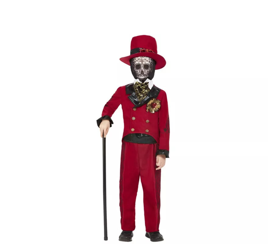 Translation missing: fr.Disfraz de Novio del Día de los Muertos Borgoña para niño