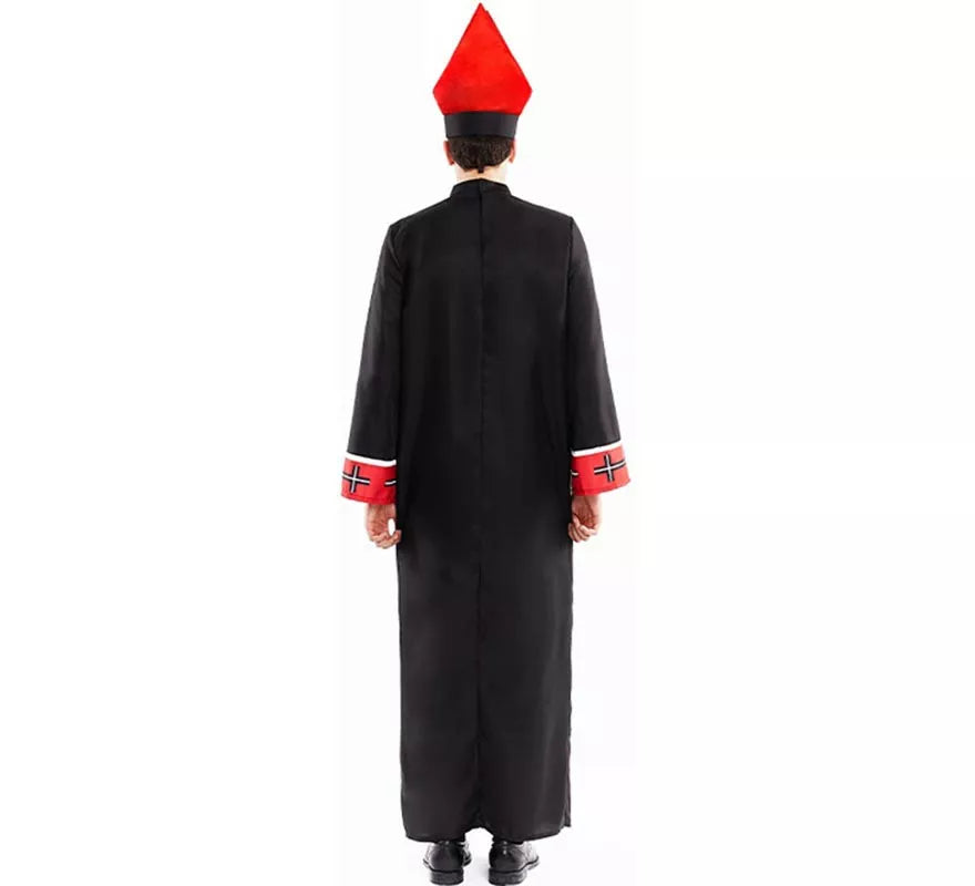 Translation missing: fr.Disfraz de Obispo Satánico con estola negro y rojo para hombre