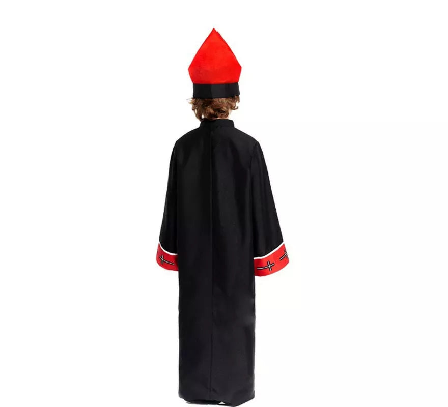 Translation missing: fr.Disfraz de Obispo Satánico con estola negro y rojo para niño