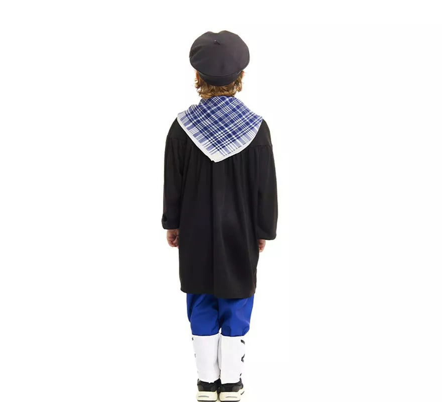 Translation missing: fr.Disfraz de Olentzero negro y azul con pañuelo para niño