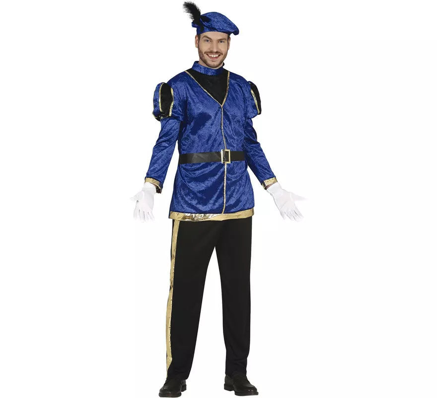 Translation missing: fr.Disfraz de Paje Azul Elegante para hombre