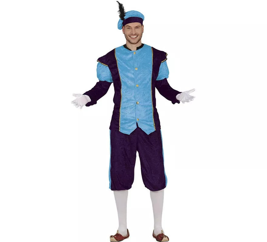 Translation missing: fr.Disfraz de Paje azul elegante para hombre