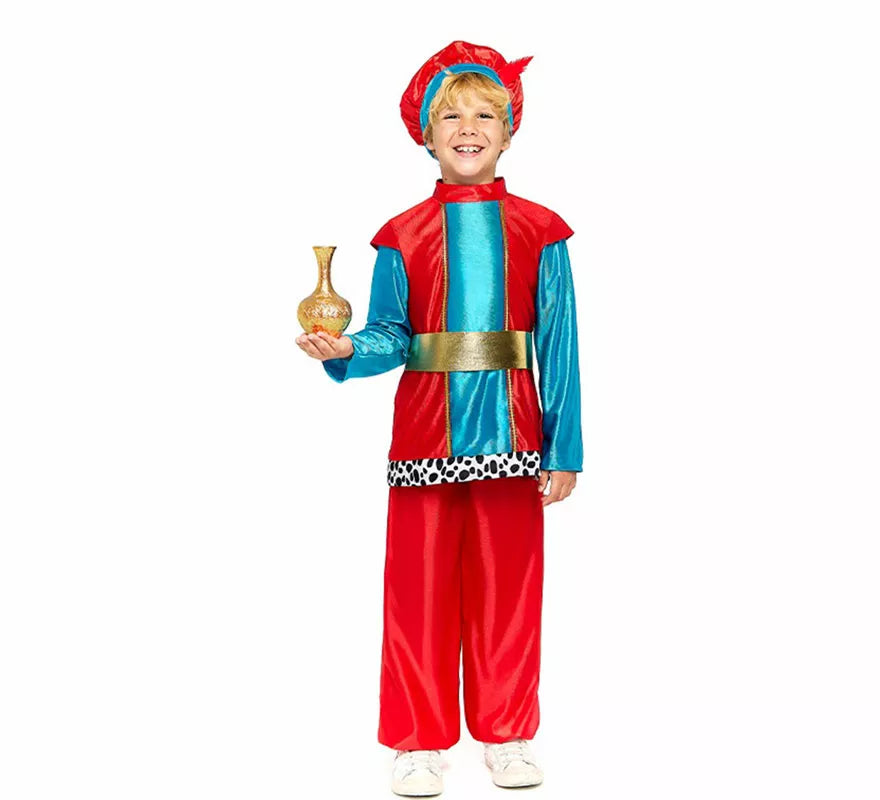 Disfraz de Paje Real rojo para niño
