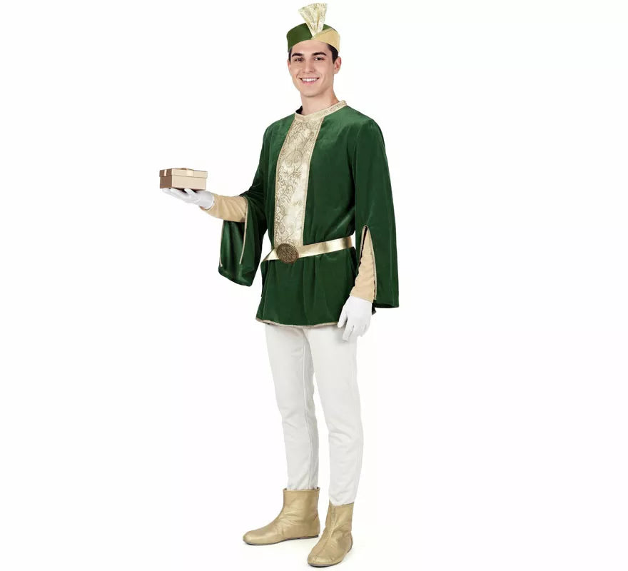 Translation missing: fr.Disfraz de Paje Real verde para hombre