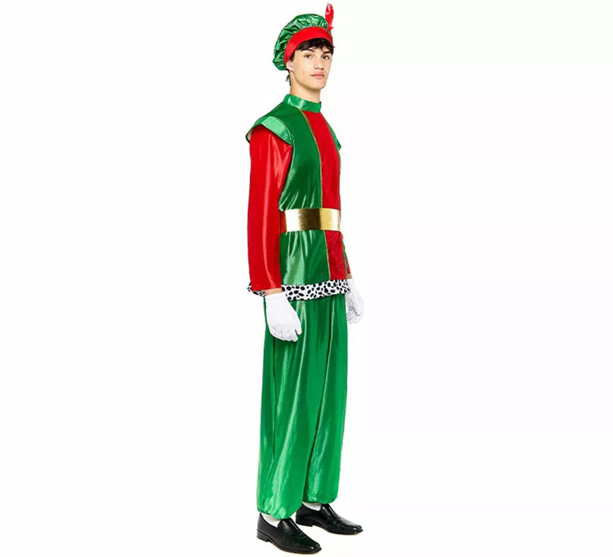 Disfraz de Paje Real verde para hombre