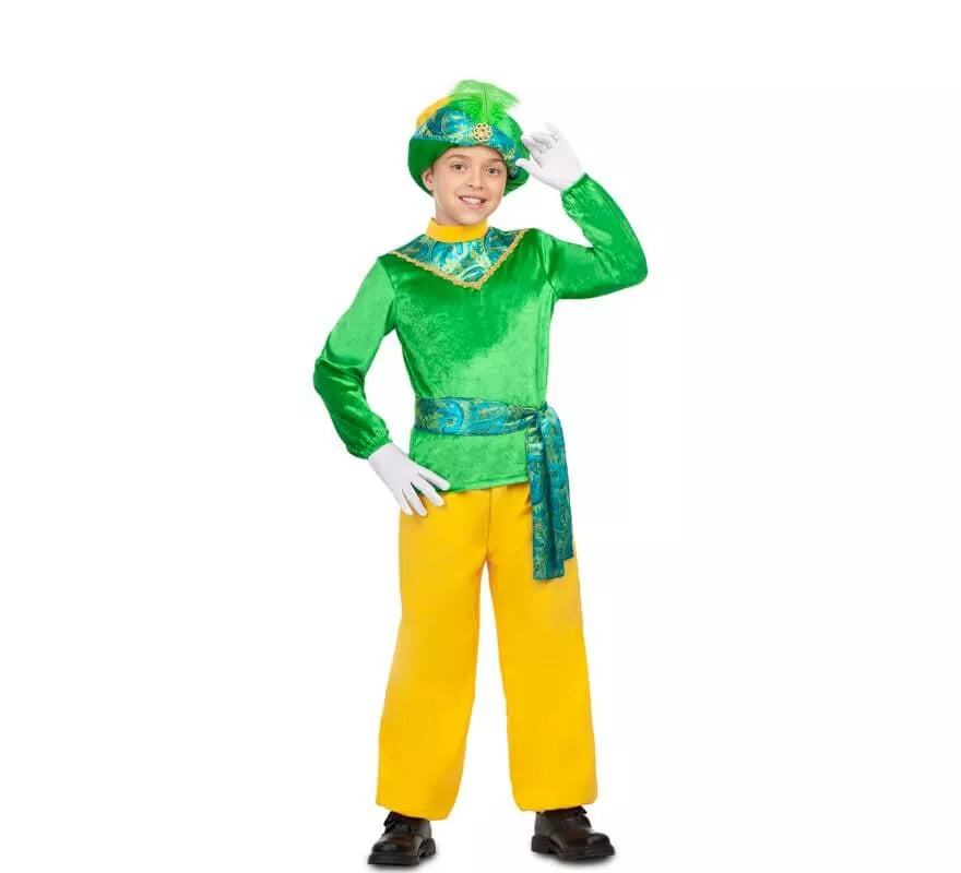 Disfraz de Paje Real Verde para niño
