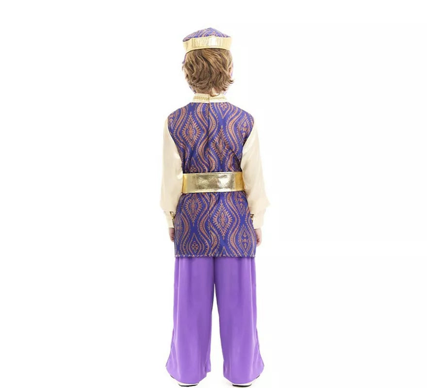 Translation missing: fr.Disfraz de Paje Rey Baltasar morado con gorro para niño