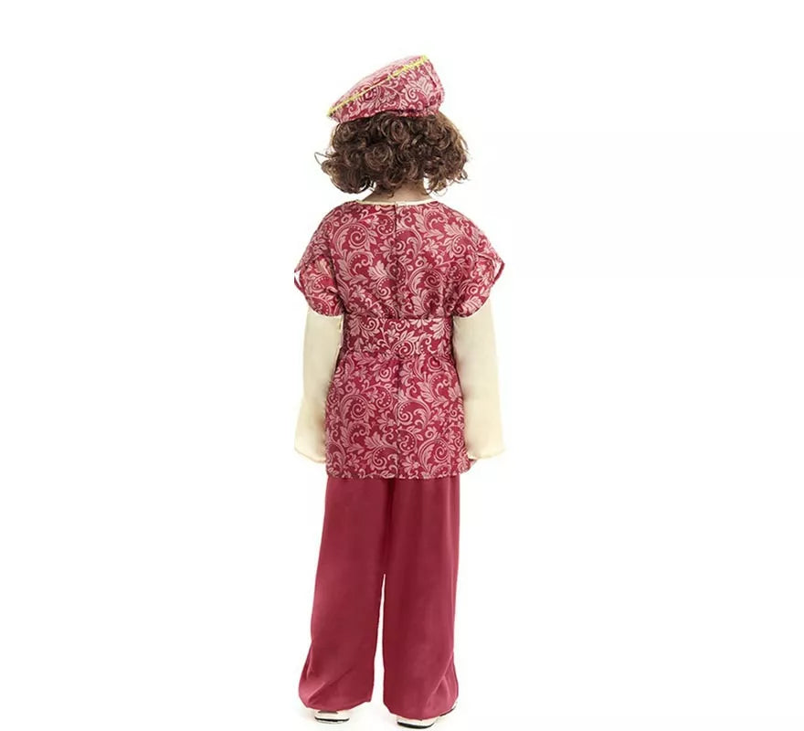 Translation missing: fr.Disfraz de Paje Rey Gaspar rojo con gorro para niño
