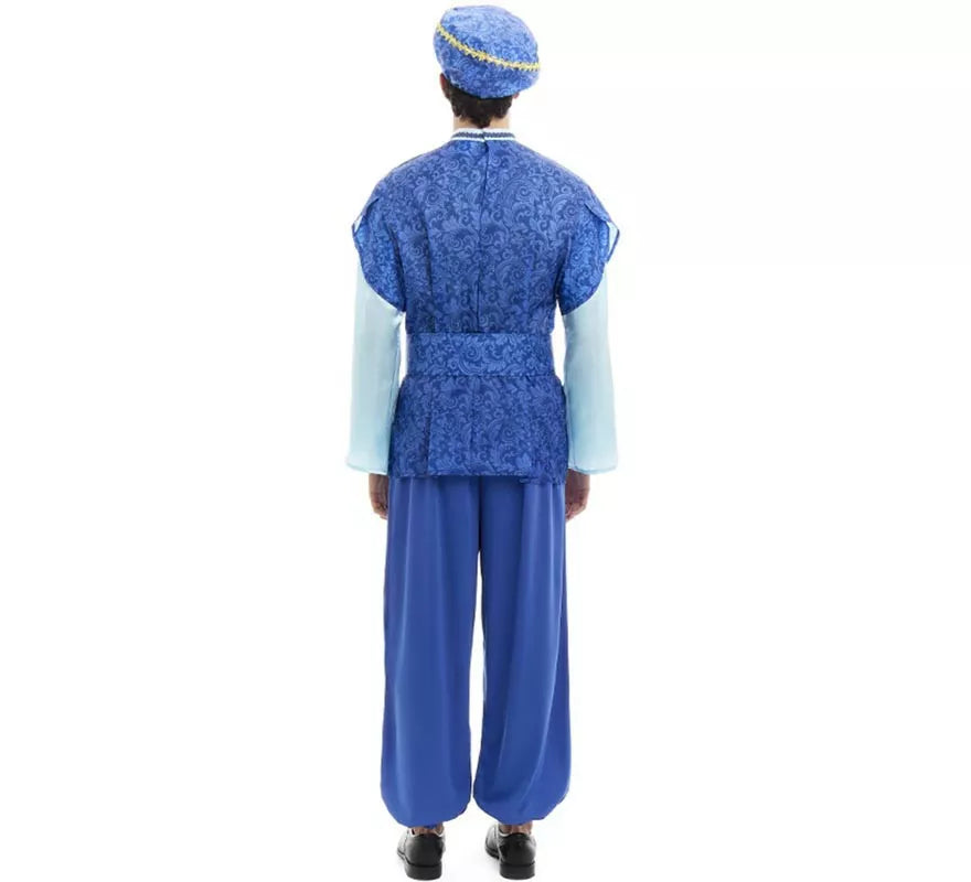 Translation missing: fr.Disfraz de Paje Rey Melchor azul con gorro para hombre