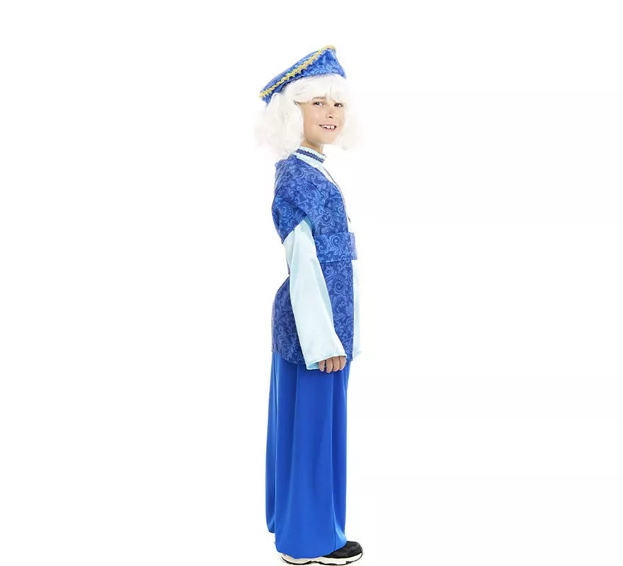 Translation missing: fr.Disfraz de Paje Rey Melchor azul con gorro para niño