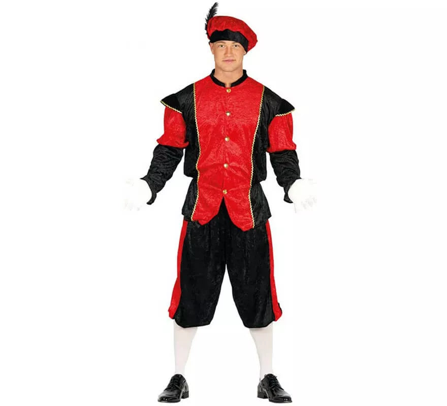 Translation missing: fr.Disfraz de Paje Rojo y Negro para hombre