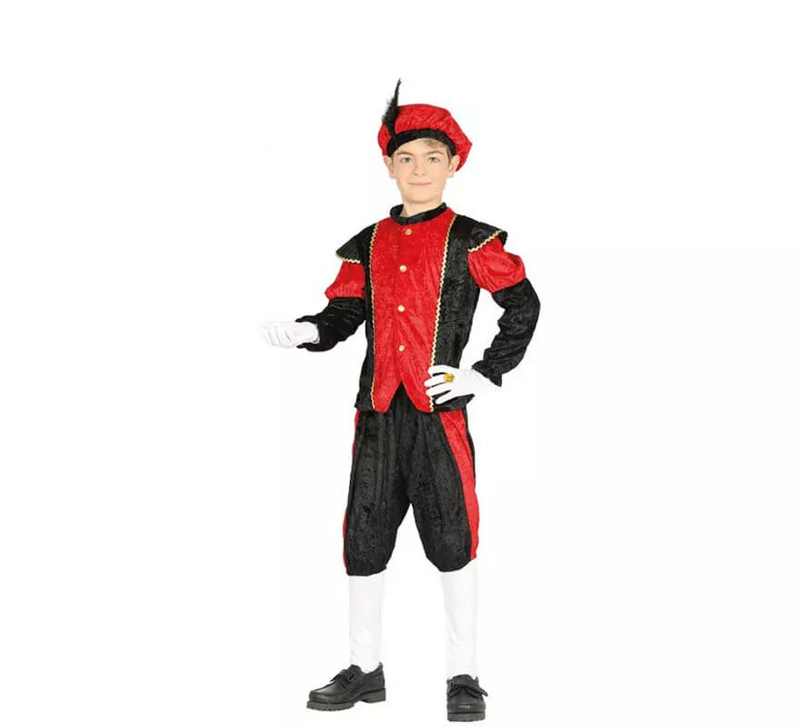 Translation missing: fr.Disfraz de Paje Rojo y Negro para niño