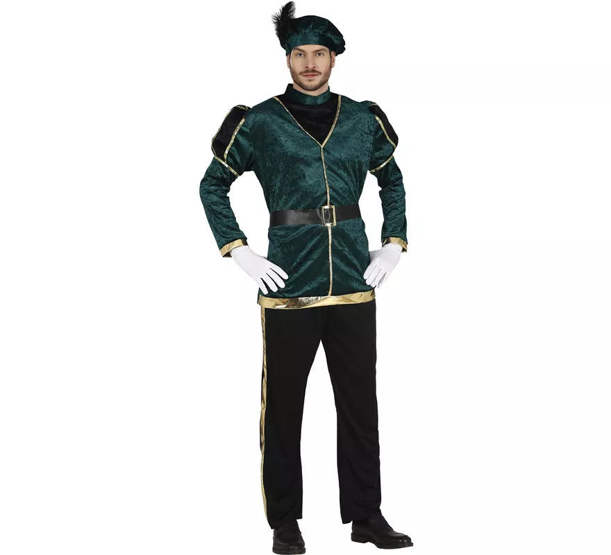 Translation missing: fr.Disfraz de Paje Verde Elegante para hombre