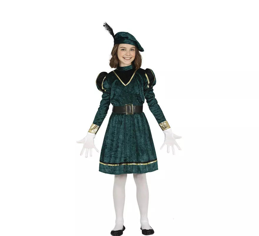 Translation missing: fr.Disfraz de Paje Verde Elegante para niña
