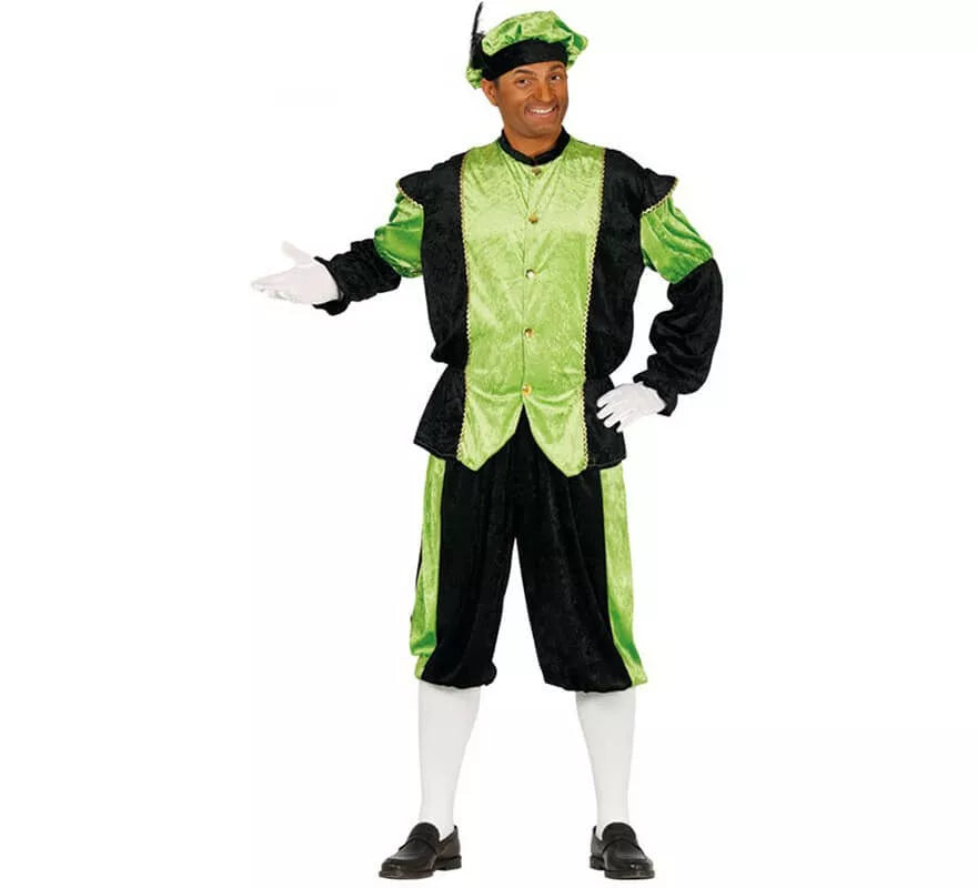 Translation missing: fr.Disfraz de Paje Verde y Negro para hombre